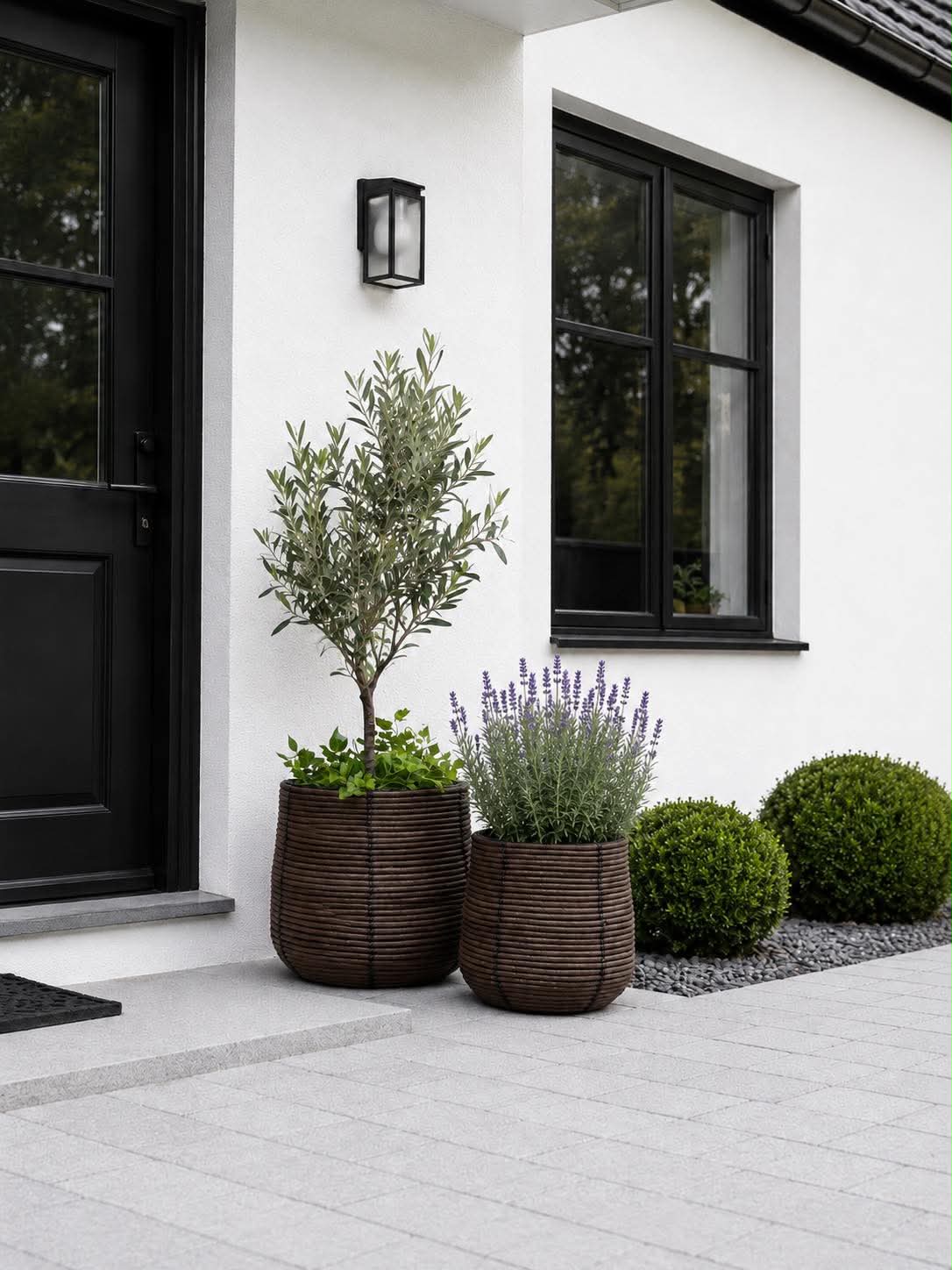 Plantekurve RATTAN – Set med 2 storlekar