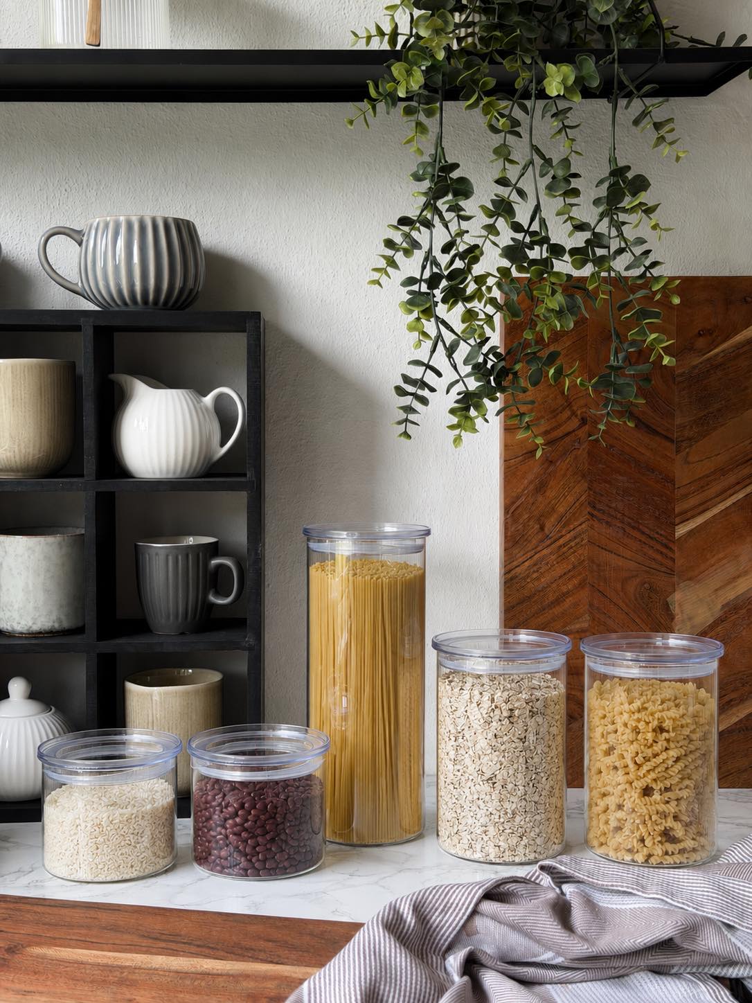Förvaringsglas med räfflor - Set med 5 st