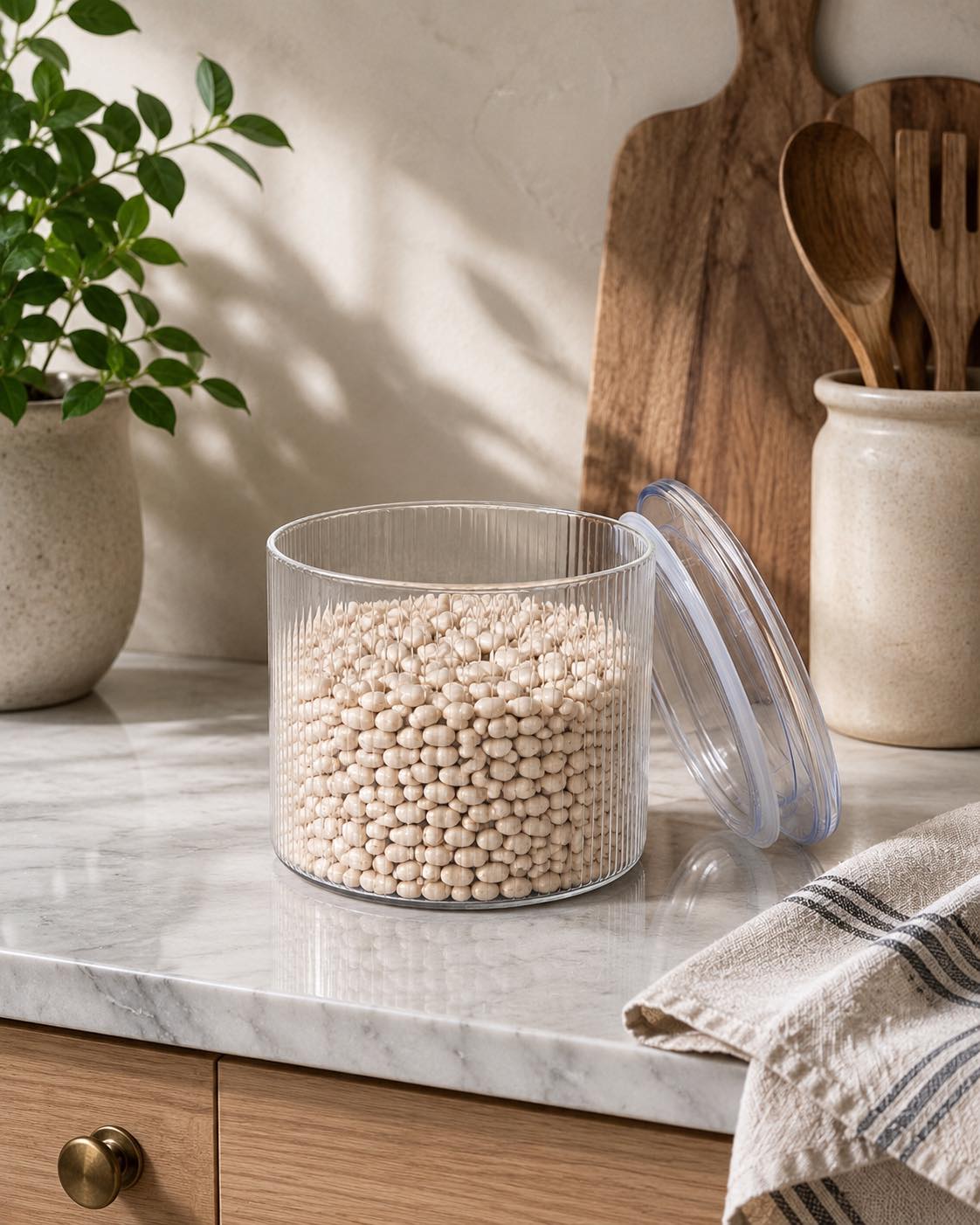 Förvaringsglas med räfflor - Set med 5 st