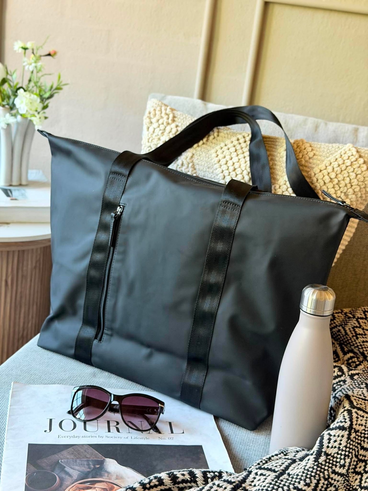 Shopper - black daisy