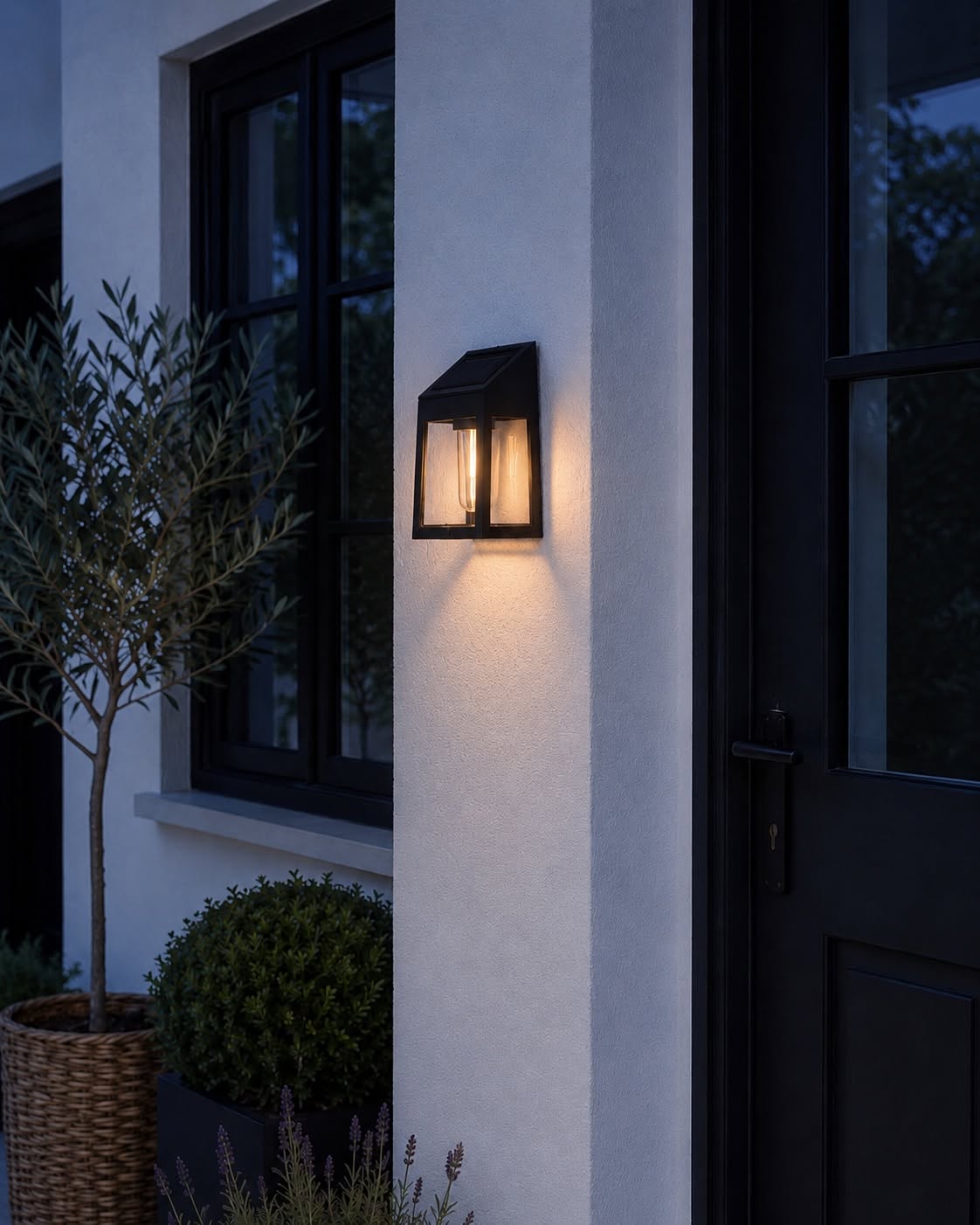 Vägglampa med solceller, paket med 2 st