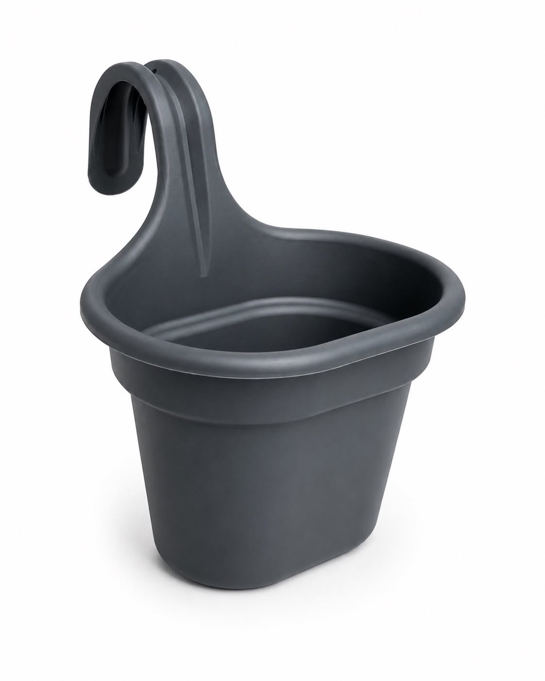 Blomkruka för staket/balkong – mörkgrå plast