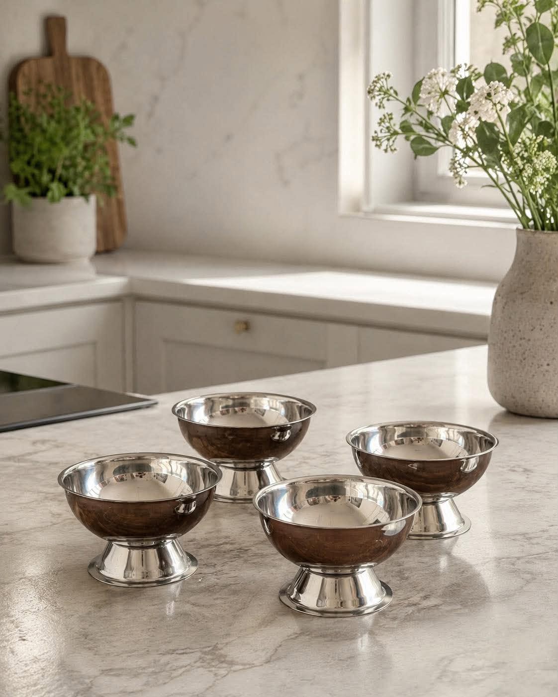 Isdessertskålar Ø9x6 cm – 4 st. – Rostfritt stål