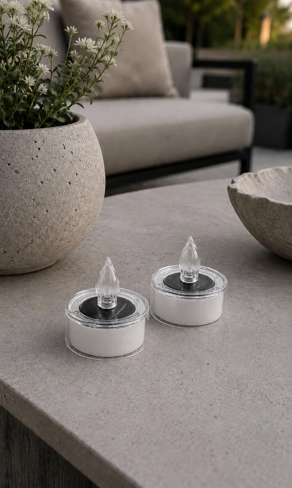 Värmeljus med solceller – Förpackning med 2 st.