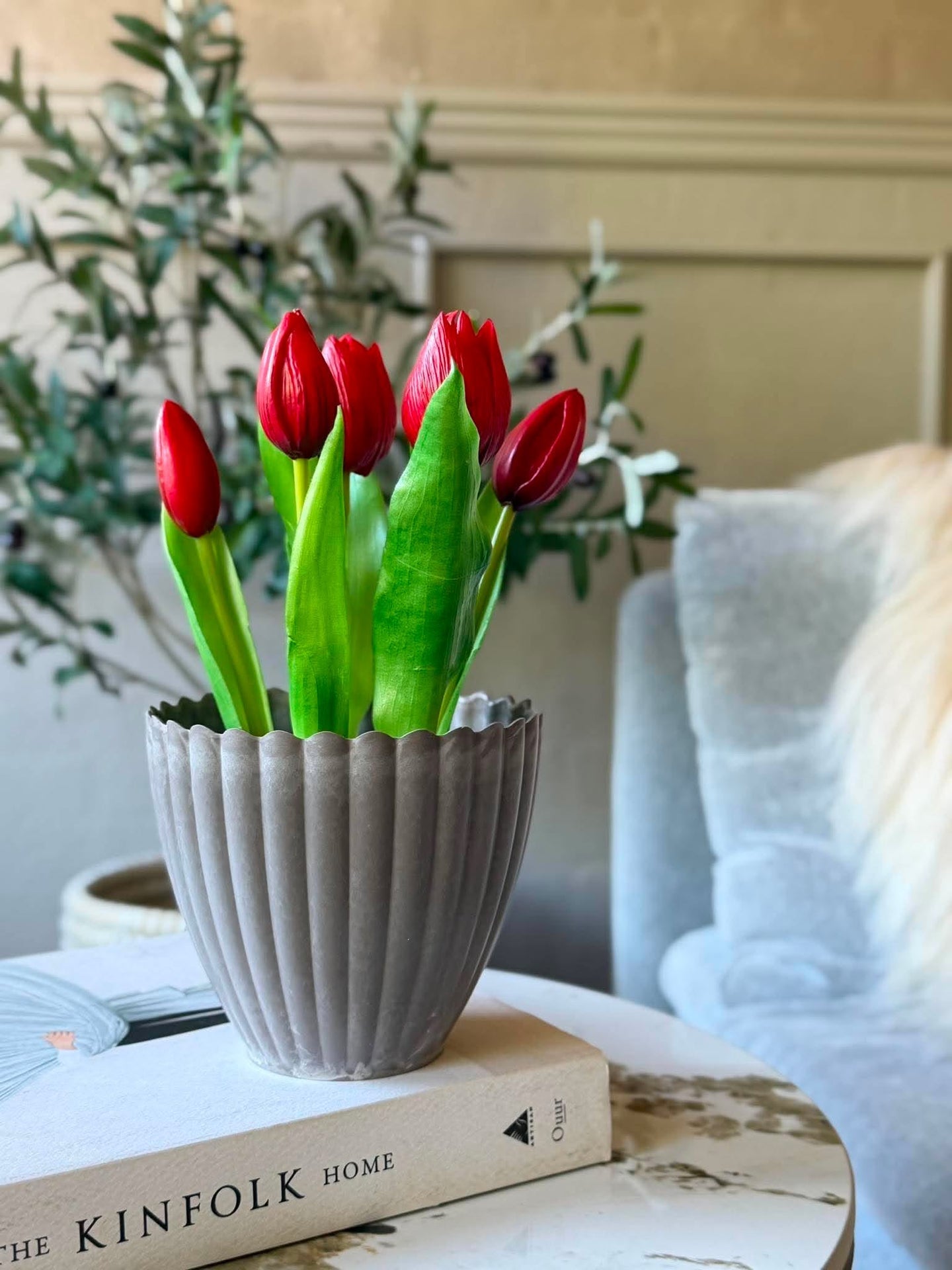 Tulpan i kruka - Röd med 5 blommor