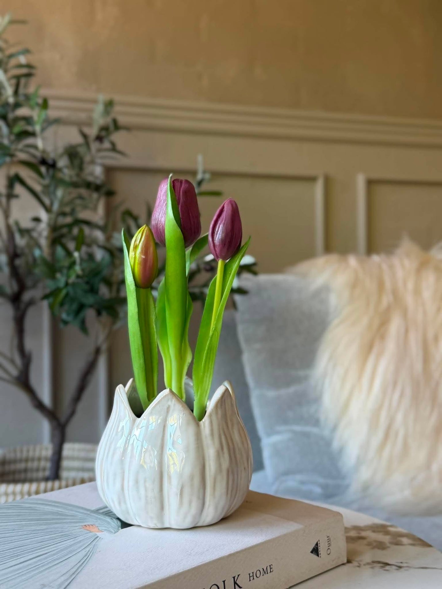 Tulpan i kruka - Lila med 3 blommor