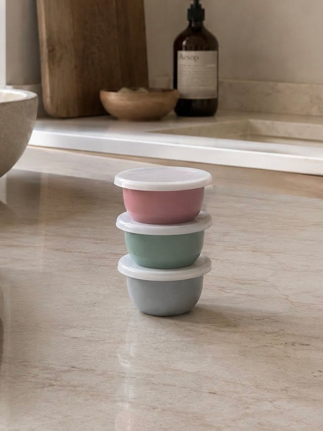 Skålar med lock PASTEL – Set med 3 skålar