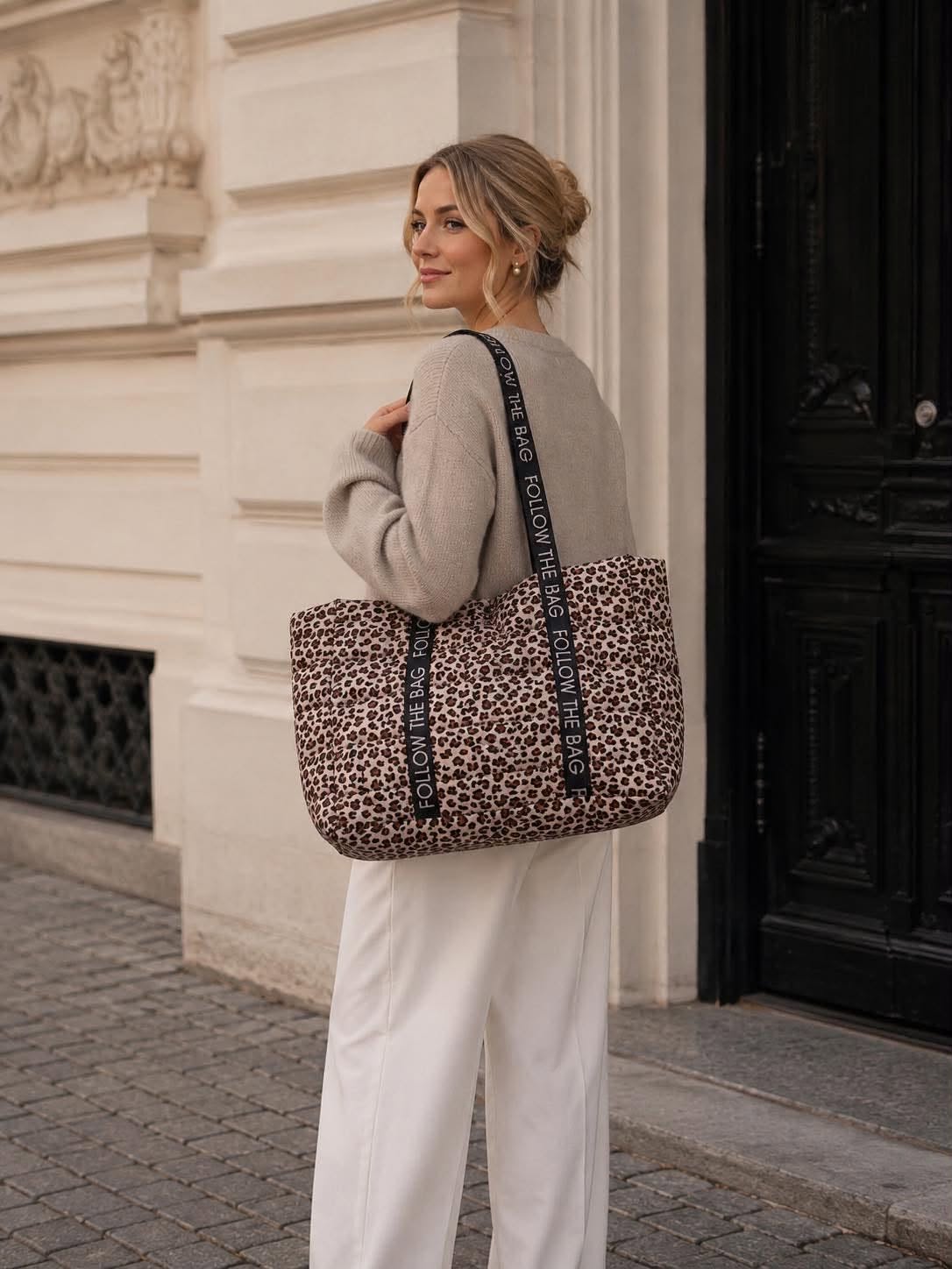 Quiltad shopper Leopard