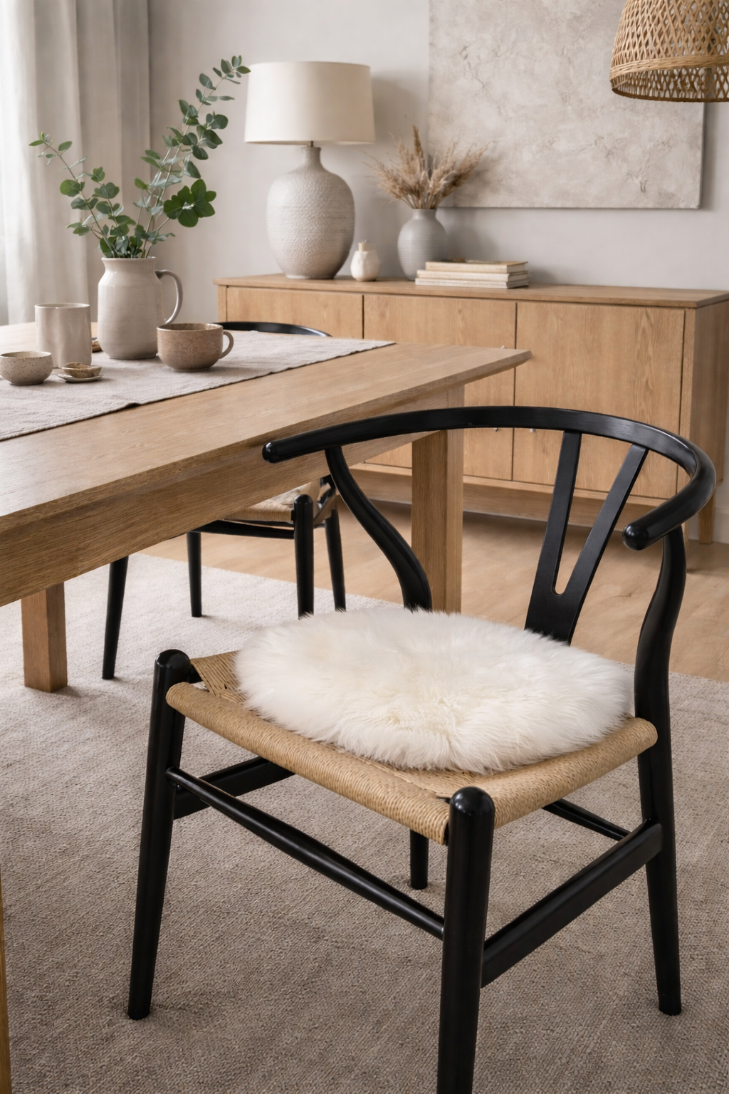 Sittdyna Ø 34 cm - Vitt lammskinn