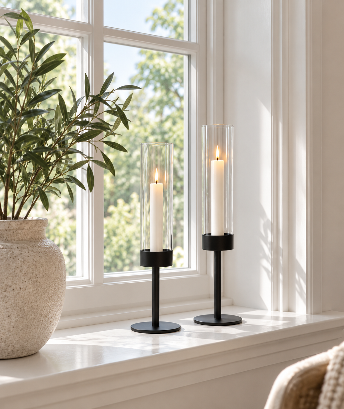 Ljusstake i metall och glas - flera storlekar