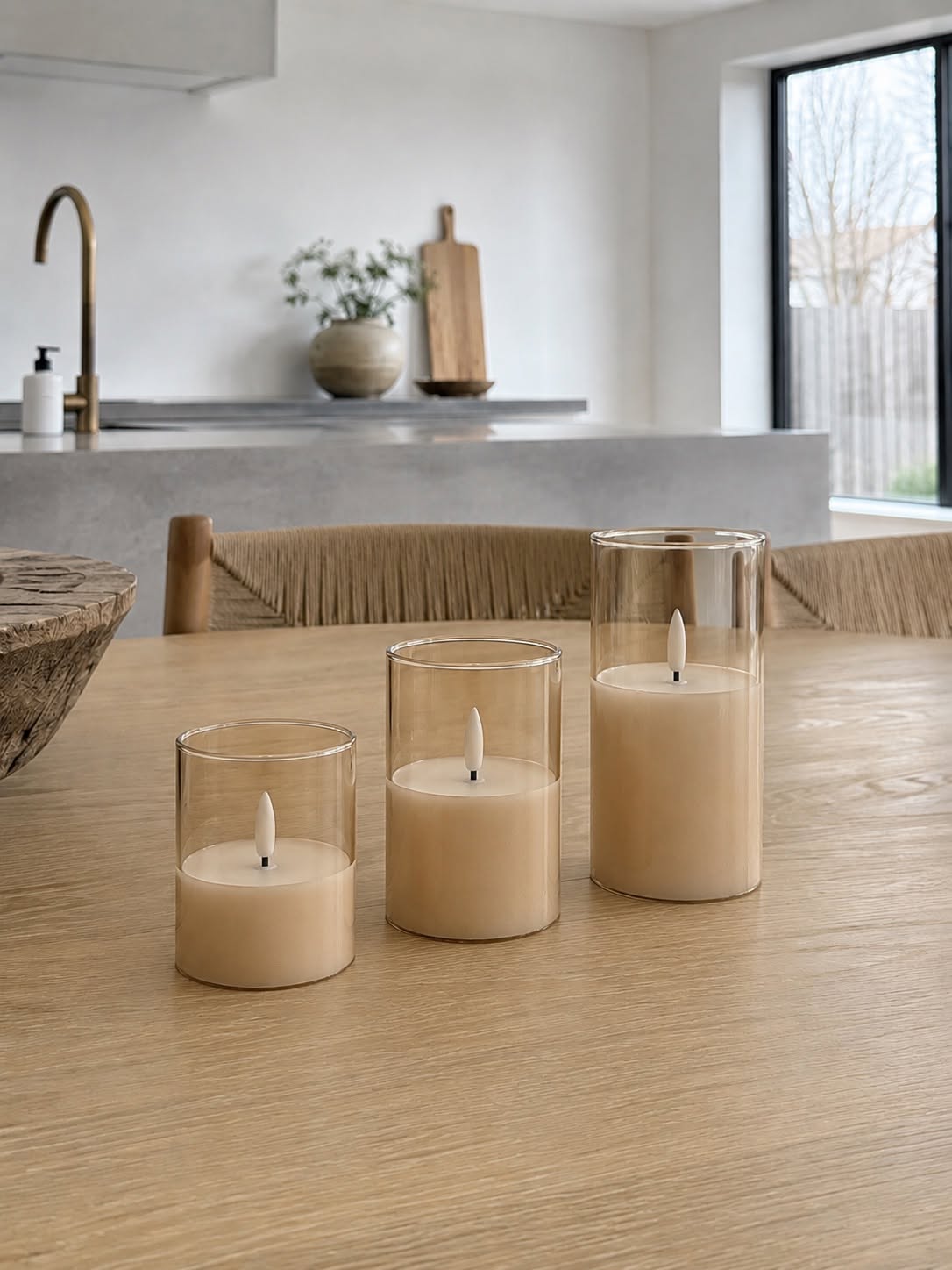Led ljus i glas - flera storlekar