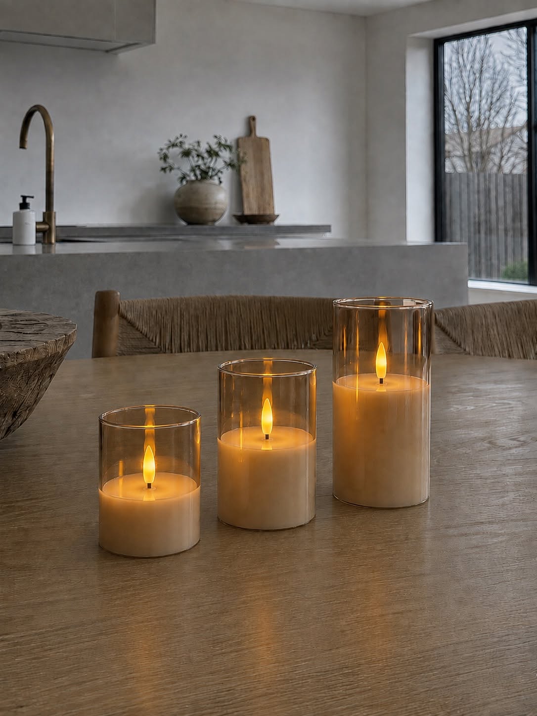 Led ljus i glas - flera storlekar