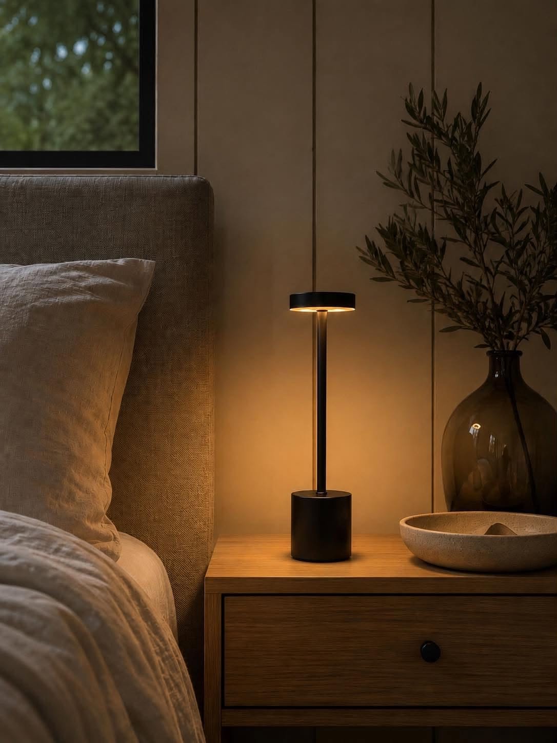 LED-bordlampa BLACK - laddningsbar med touch