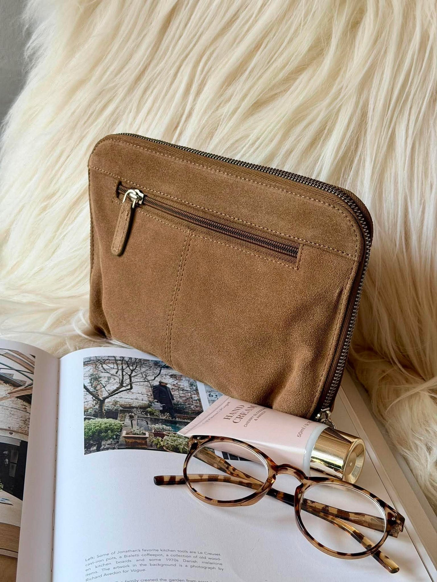 Clutch mockaskinn camel