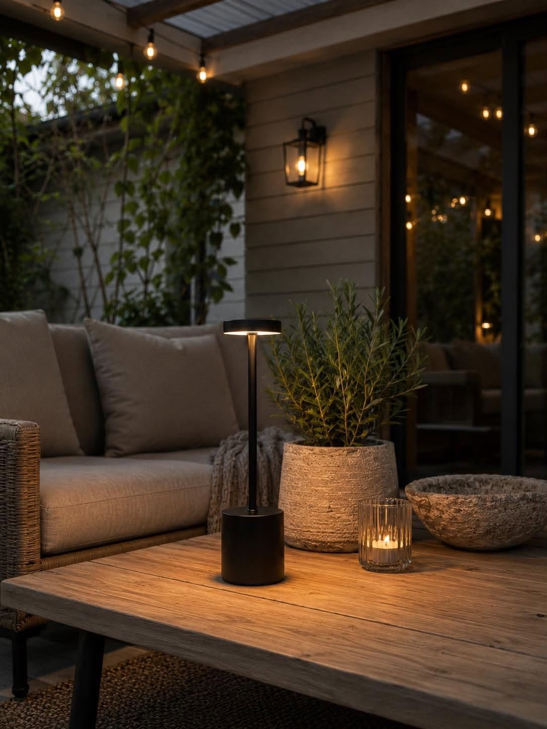 LED-bordlampa BLACK - laddningsbar med touch