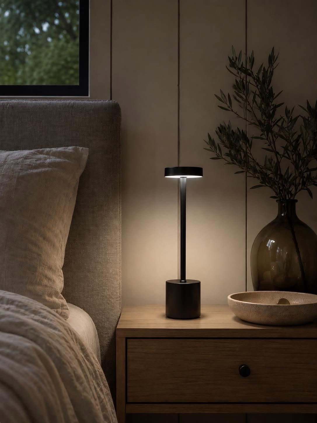 LED-bordlampa BLACK - laddningsbar med touch