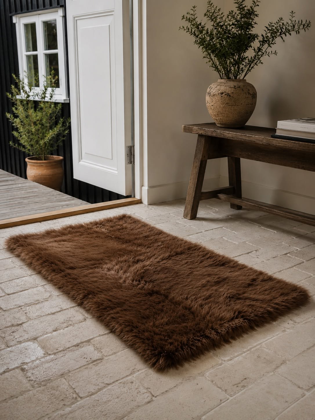 Gulvmatta i fårskinn 70x140 - Brown