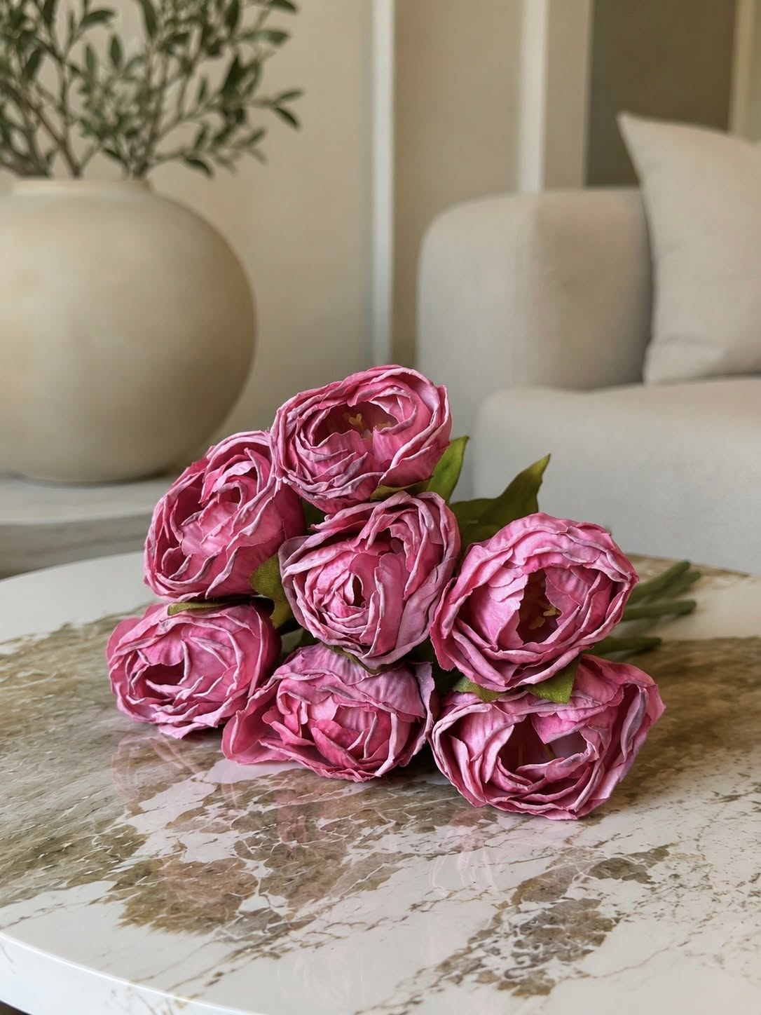 Bukett silke Tulpan - Rosa