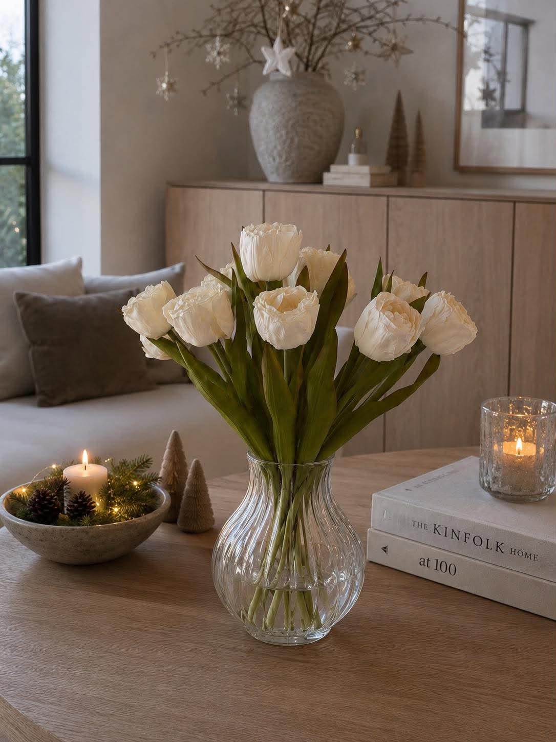 Bukett siden Tulpan - Creme