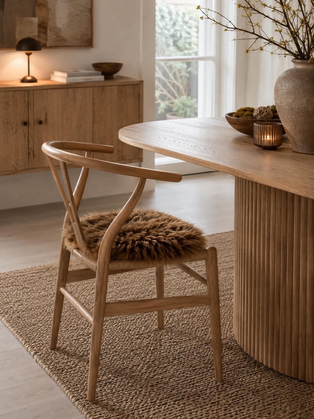 Sitsunderlag lammskinn - Ø 34cm brown