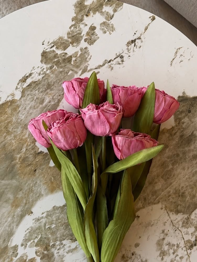 Bukett silke Tulpan - Rosa
