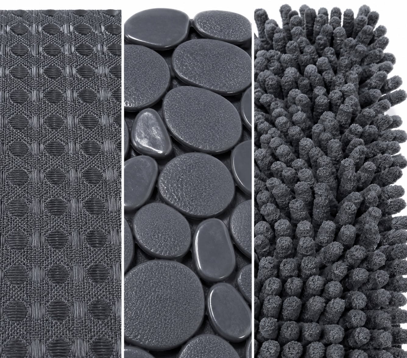 Badeværelsessæt: Badeforhæng & bademåtte / Dark grey