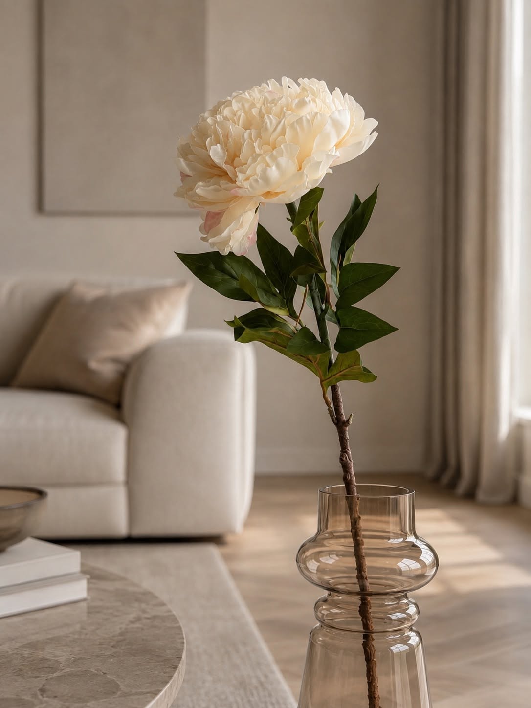 Pion stjälk 72 cm - Kräm