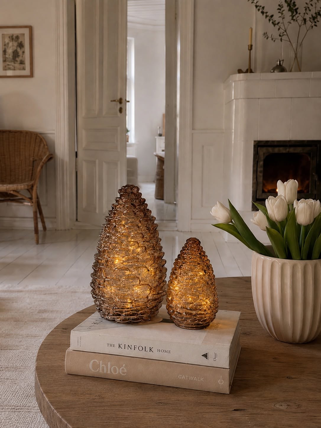 Kotte med LED-ljus - Brown