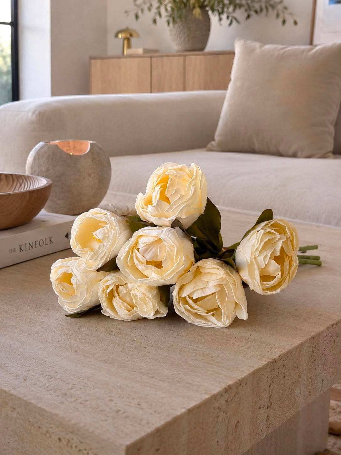 Bukett siden Tulpan - Creme
