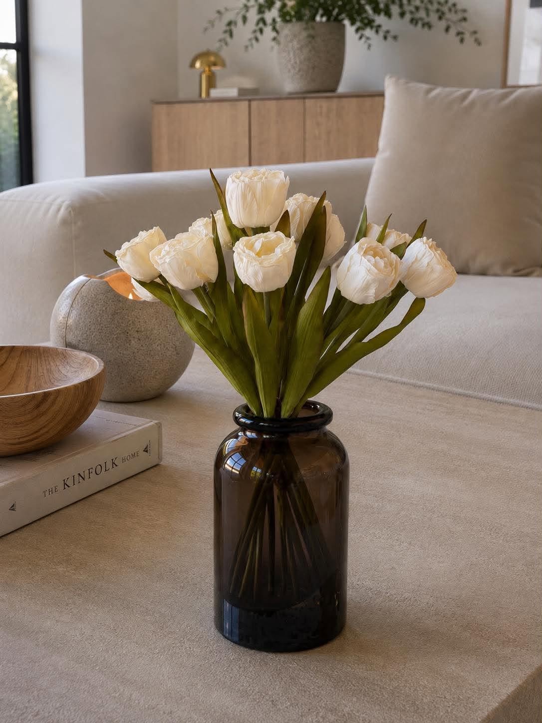 Bukett siden Tulpan - Creme