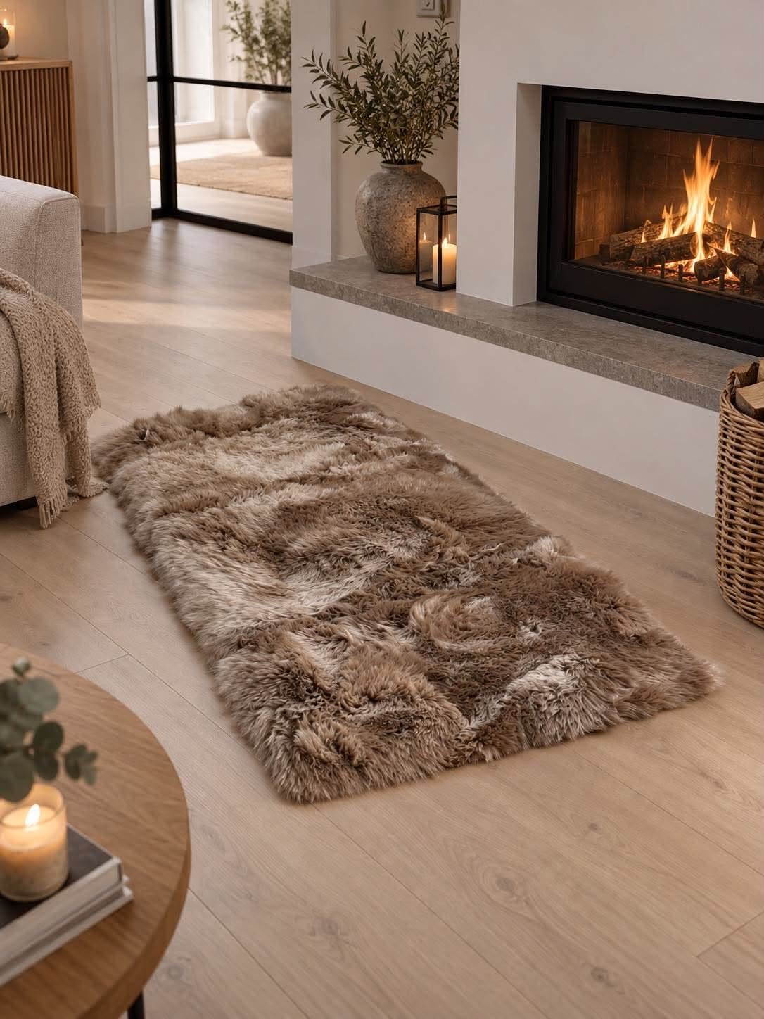 Gulvtæppe i lammeskind - 70x140 Taupe