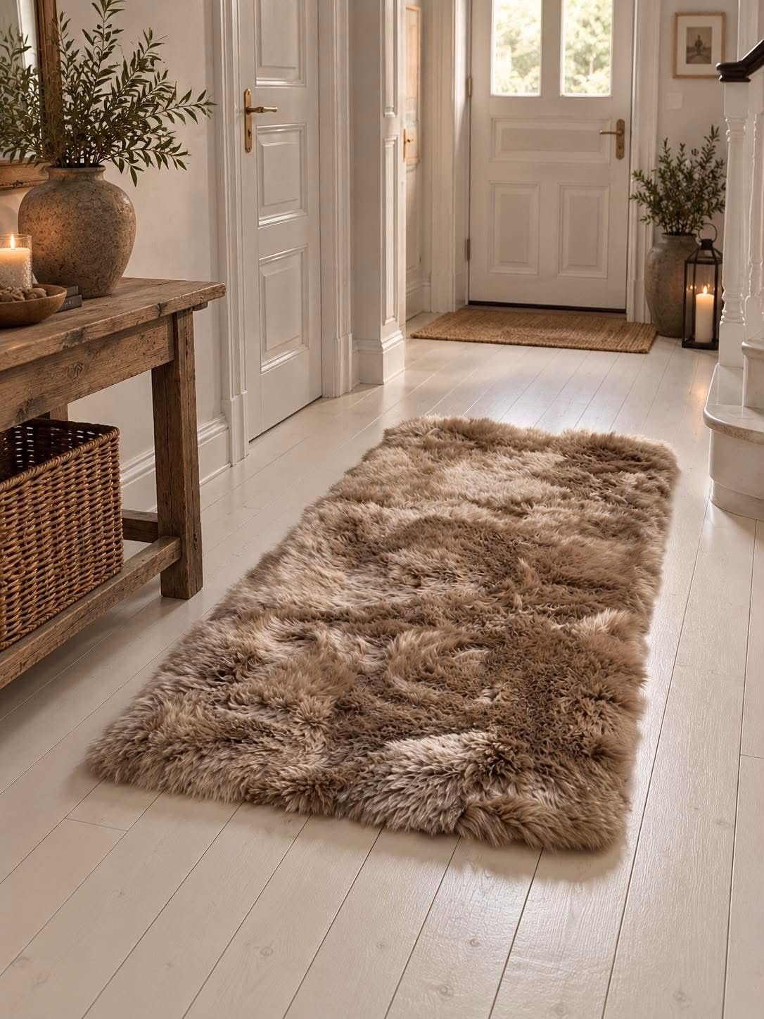 Gulvtæppe i lammeskind - 70x140 Taupe