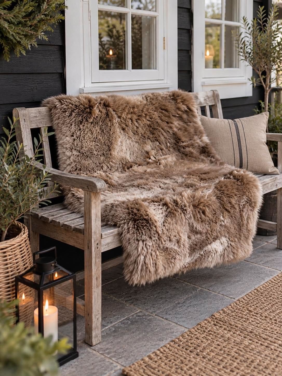 Gulvtæppe i lammeskind - 70x140 Taupe