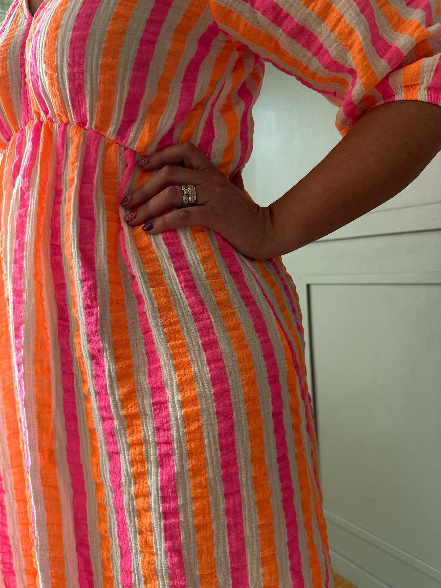 Klänning Andrea - Stripe Fuchsia/Orange