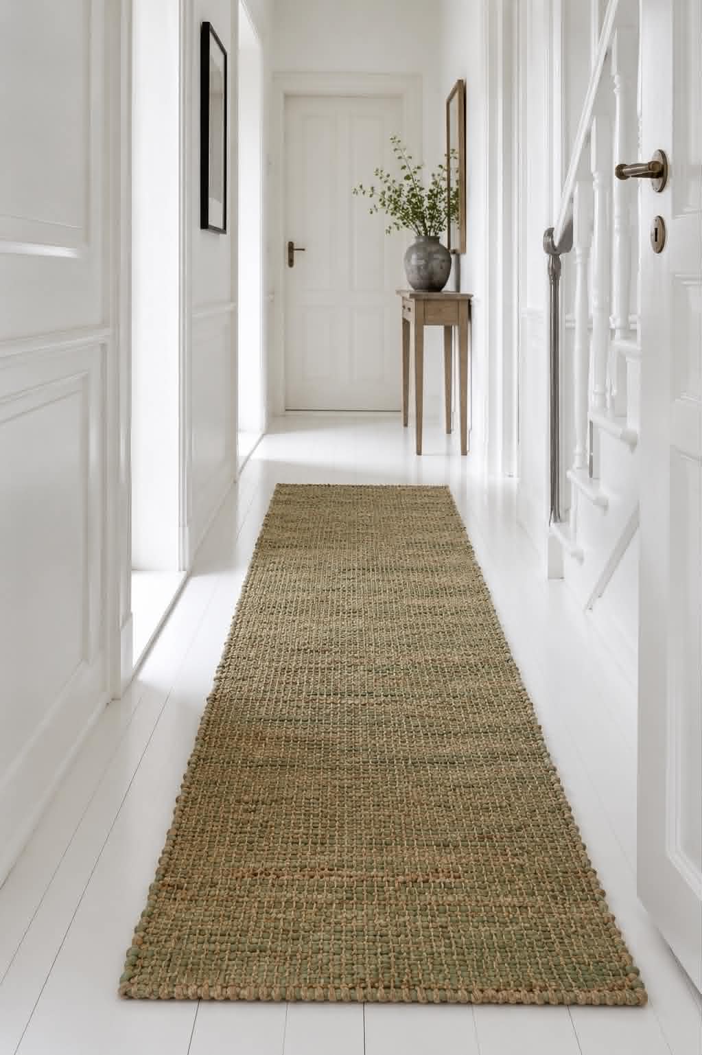 Golvmatta i olivskinn och jute – 70x200