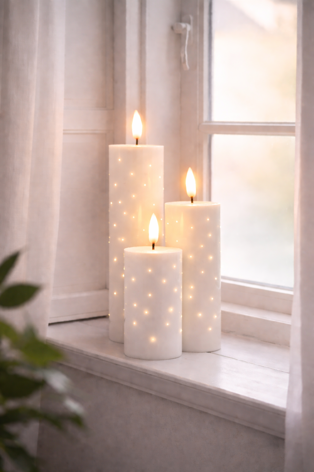 LED-blockljus TWINKLE Vit - Set med 3 st.