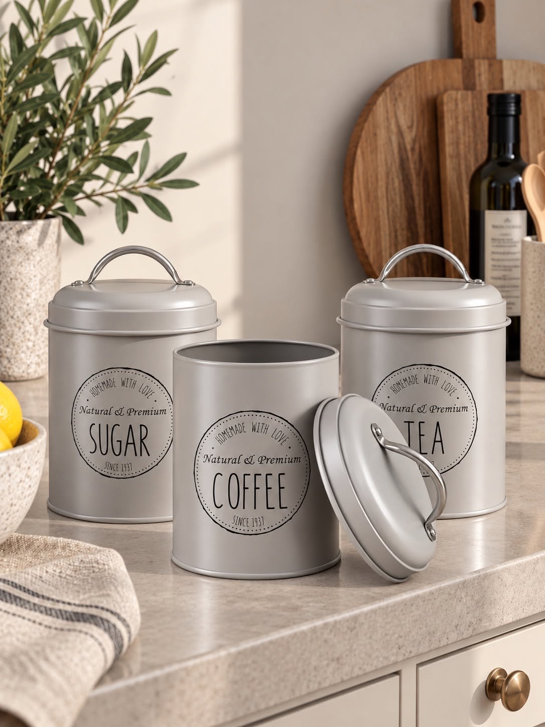 Burkar Taupe - Set om 3 st