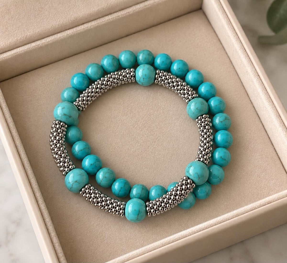 Armband Audrey Turkis set med 2 armband