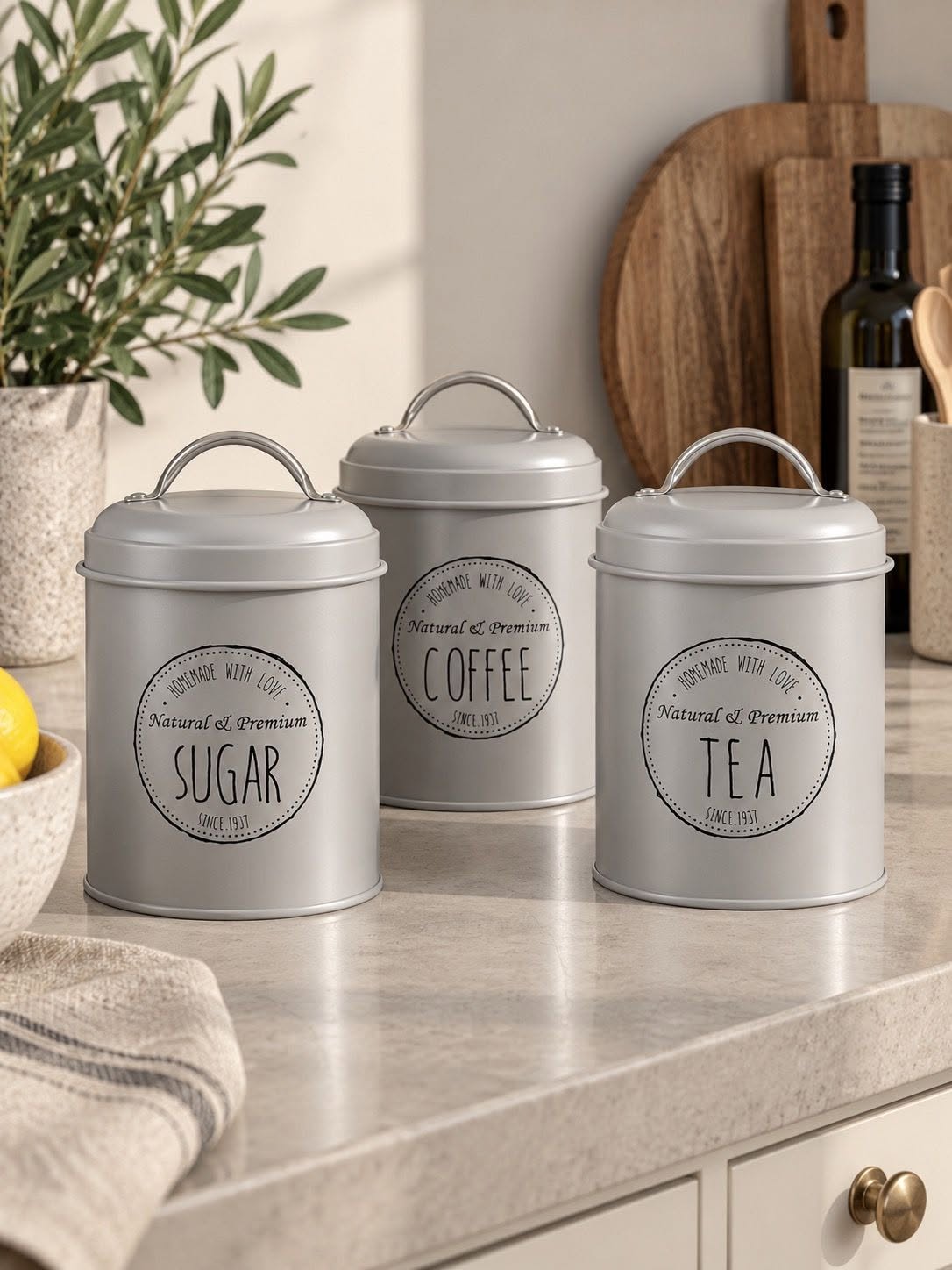 Burkar Taupe - Set om 3 st