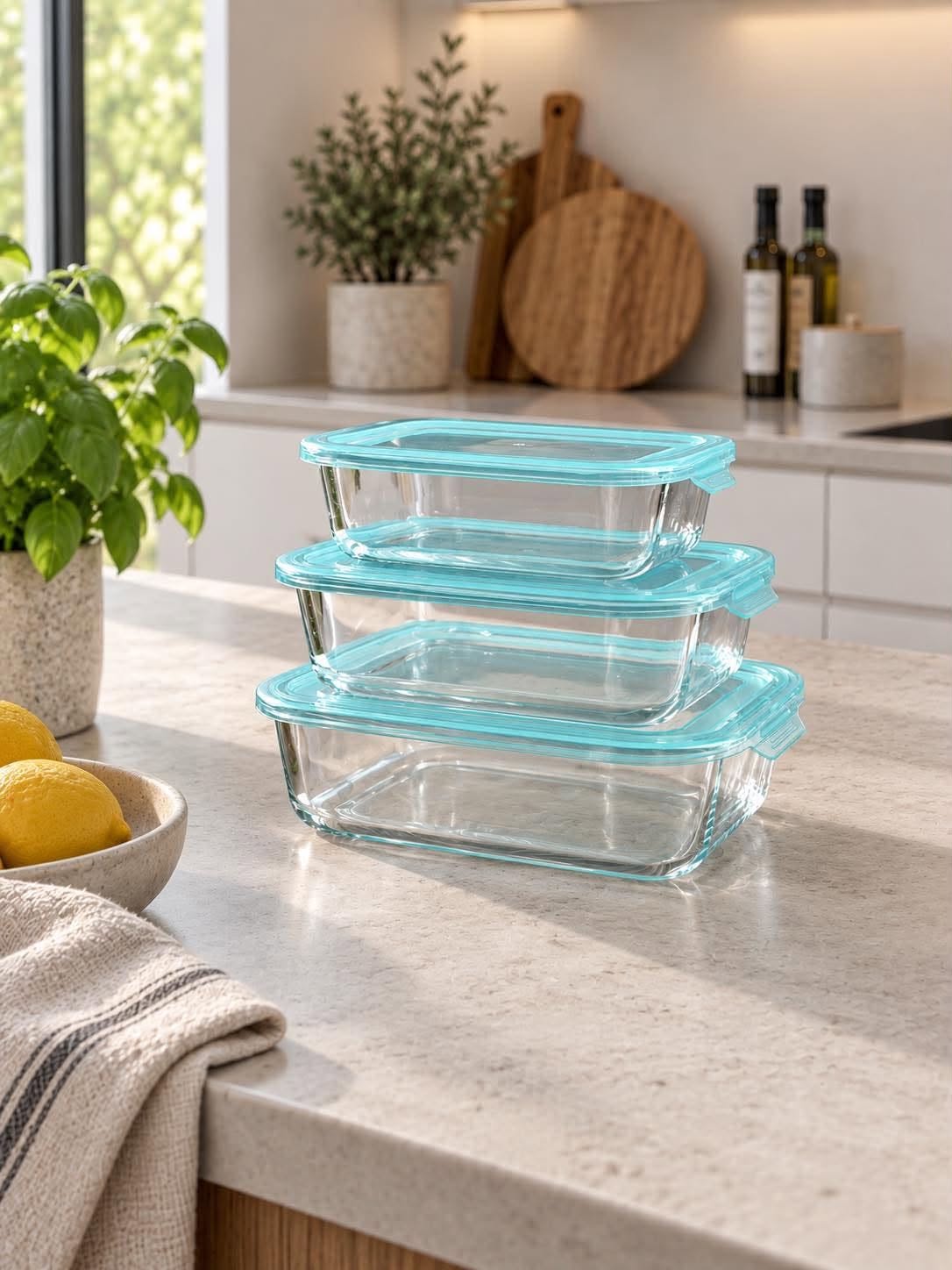 Förvaringsburkar i glas – Set med 3 st.