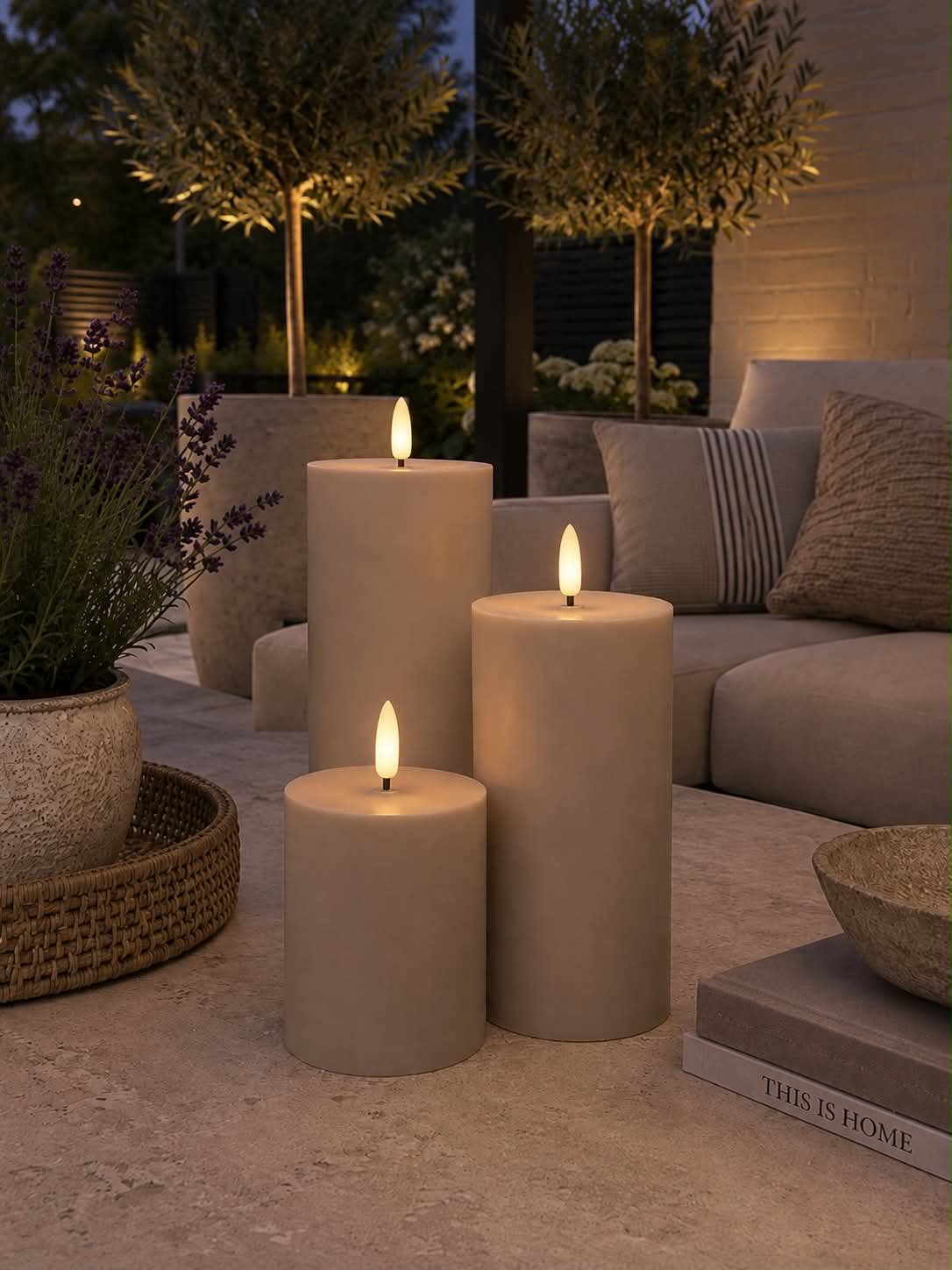 LED Utomhus Blockljus set om 3 st – Sand