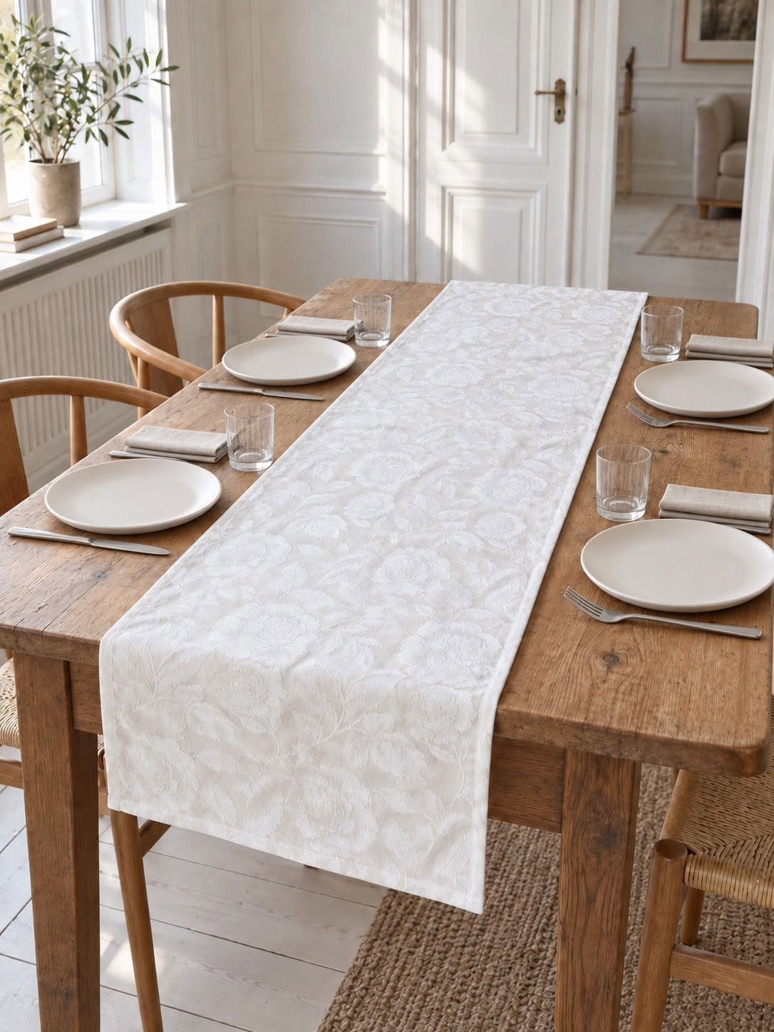 Bordslöpare JACQUARD vit