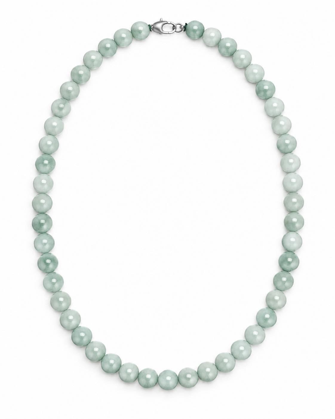 Halsband Mary Jade grönt med runda pärlor och lås