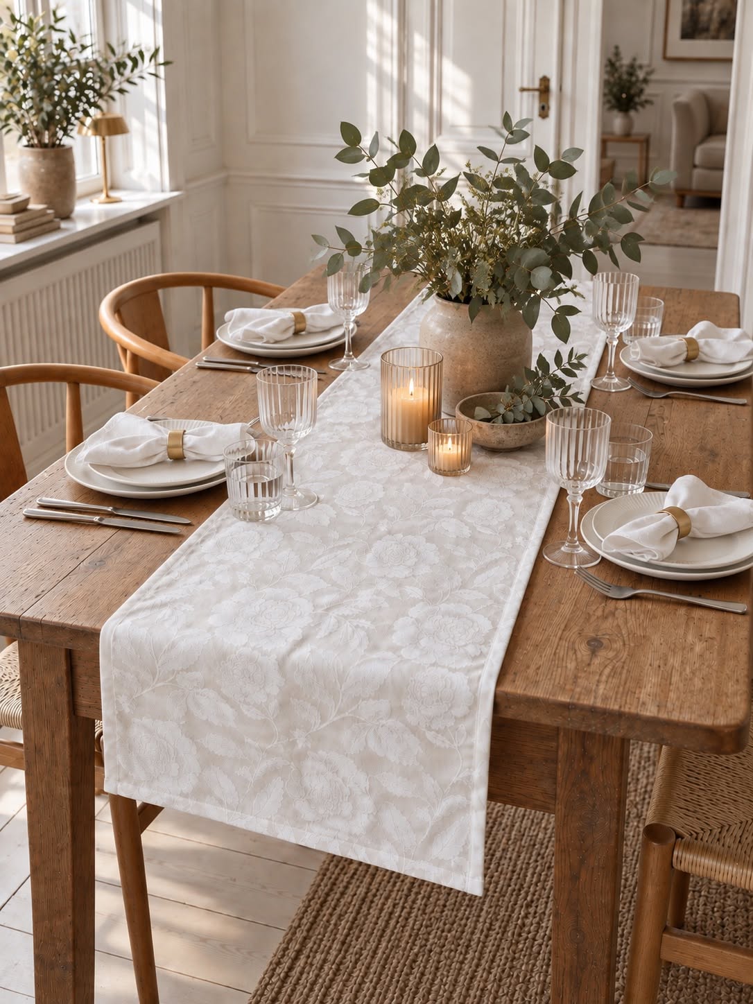 Bordslöpare JACQUARD vit