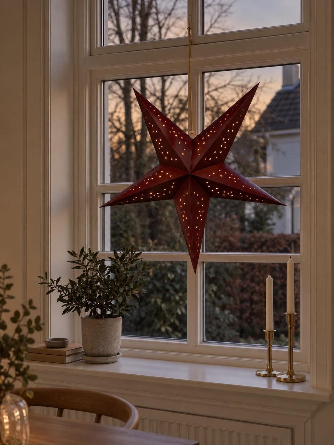 Stjärna med led ljus - Röd 60 cm
