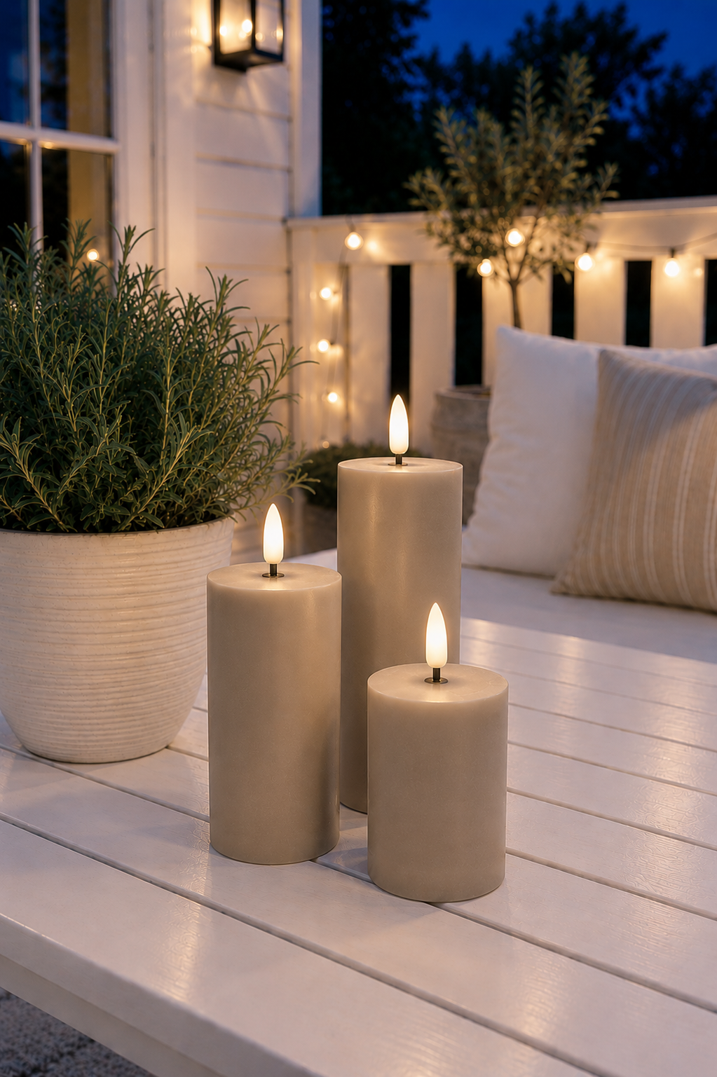 LED Utomhus Blockljus set om 3 st – Sand