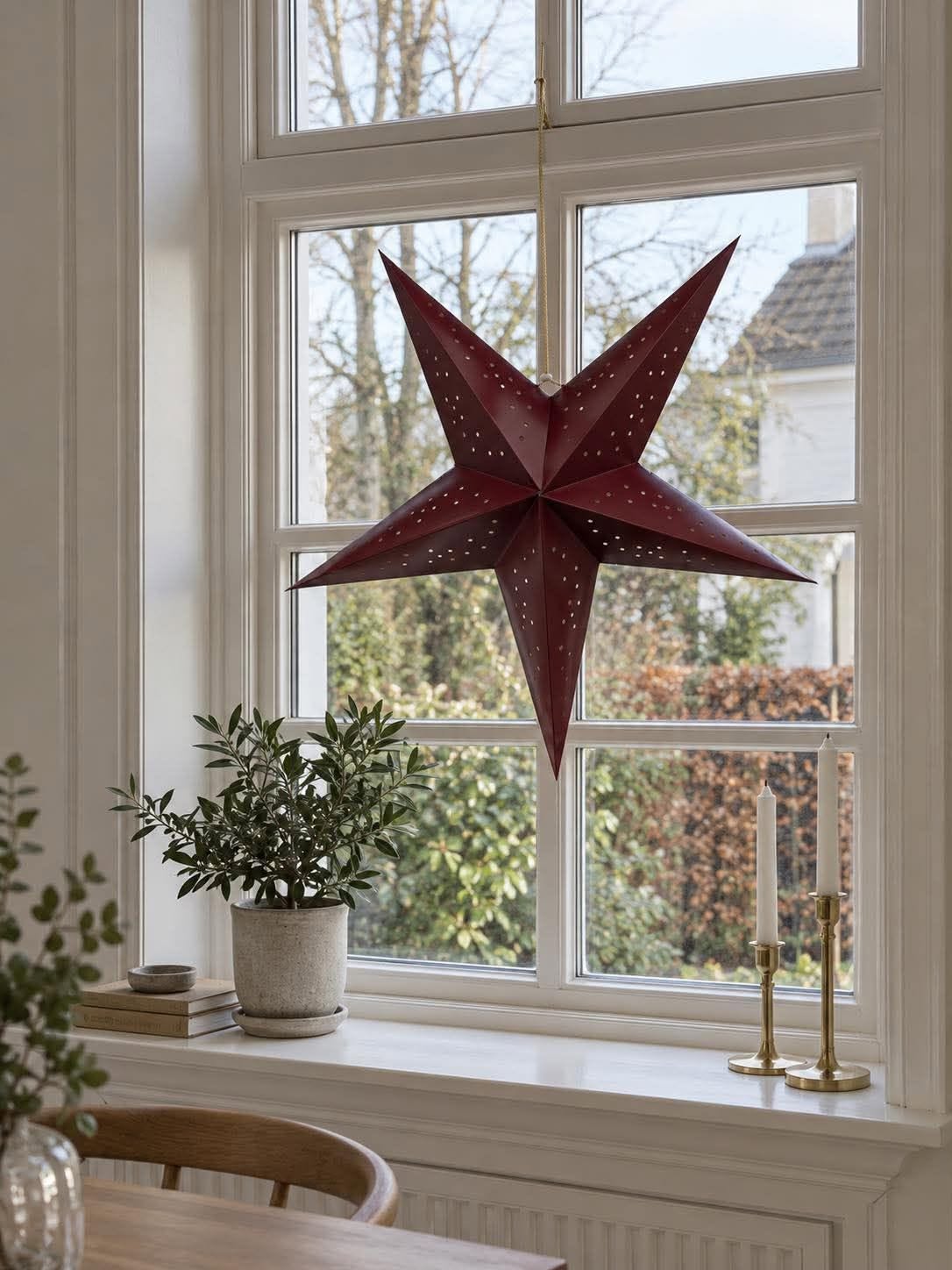 Stjärna med led ljus - Röd 60 cm