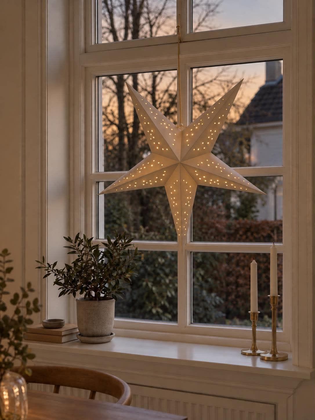 Stjärna med led ljus - Vit 60 cm