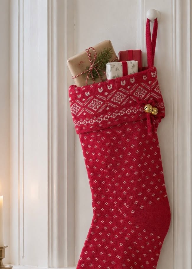 Julstrumpa stickad