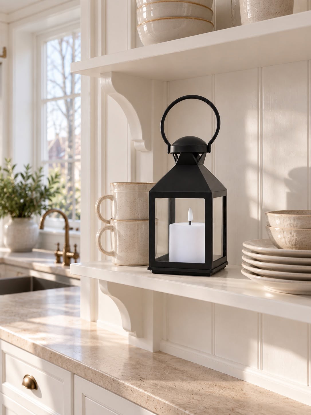 Lykta med blockljus - Black